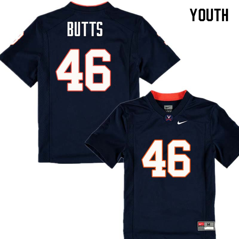 Youth #46 Evan Butts Virginia Cavaliers College Football Jerseys Sale-Navy